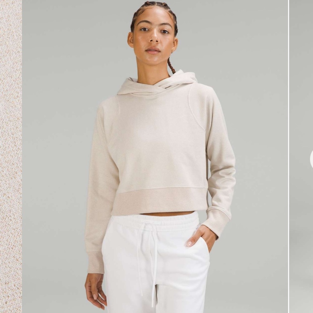 NWOT Lululemon Loungeful Cropped Hoodie *Spark. Color Bone / Beige. Size 6